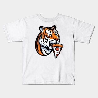 tiger eat slice of pizza Kids T-Shirt